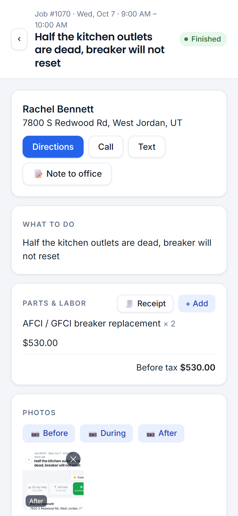 Invoice built from the job lines