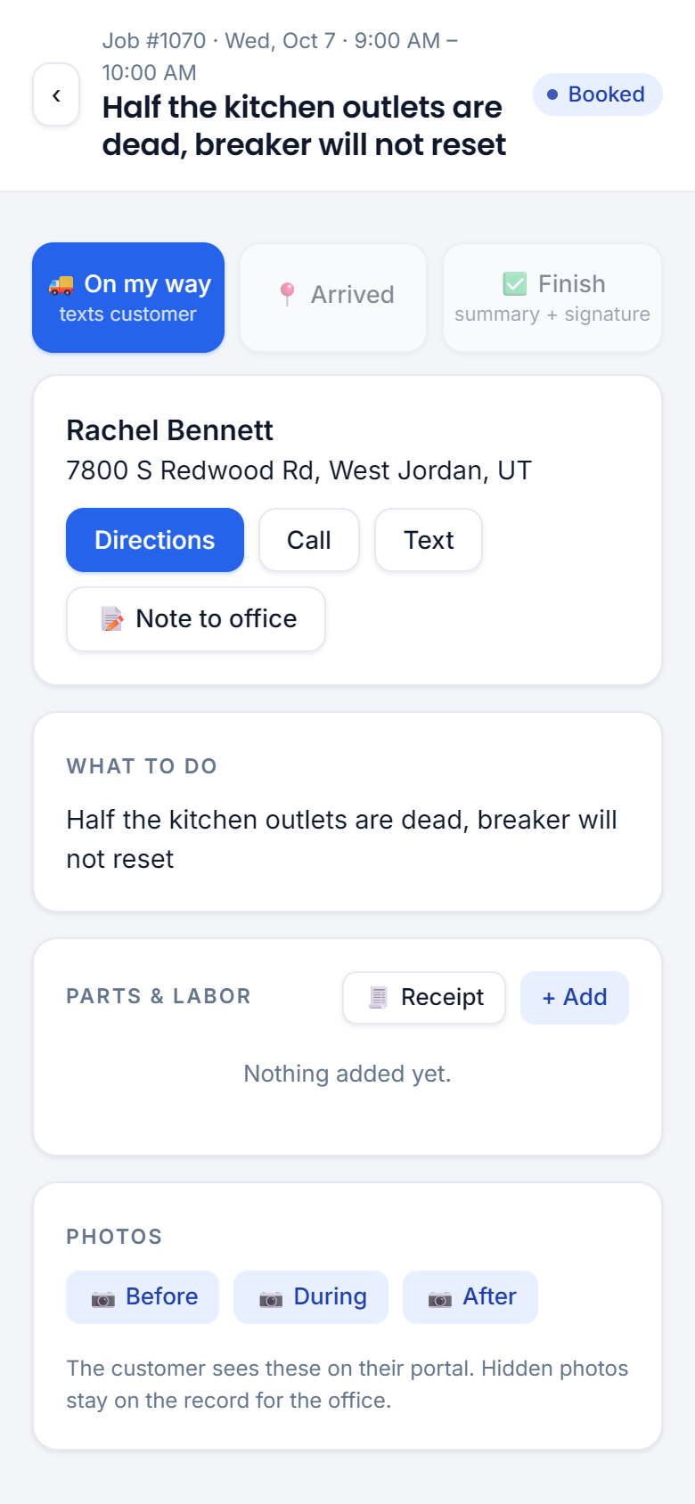 Tech app — the job